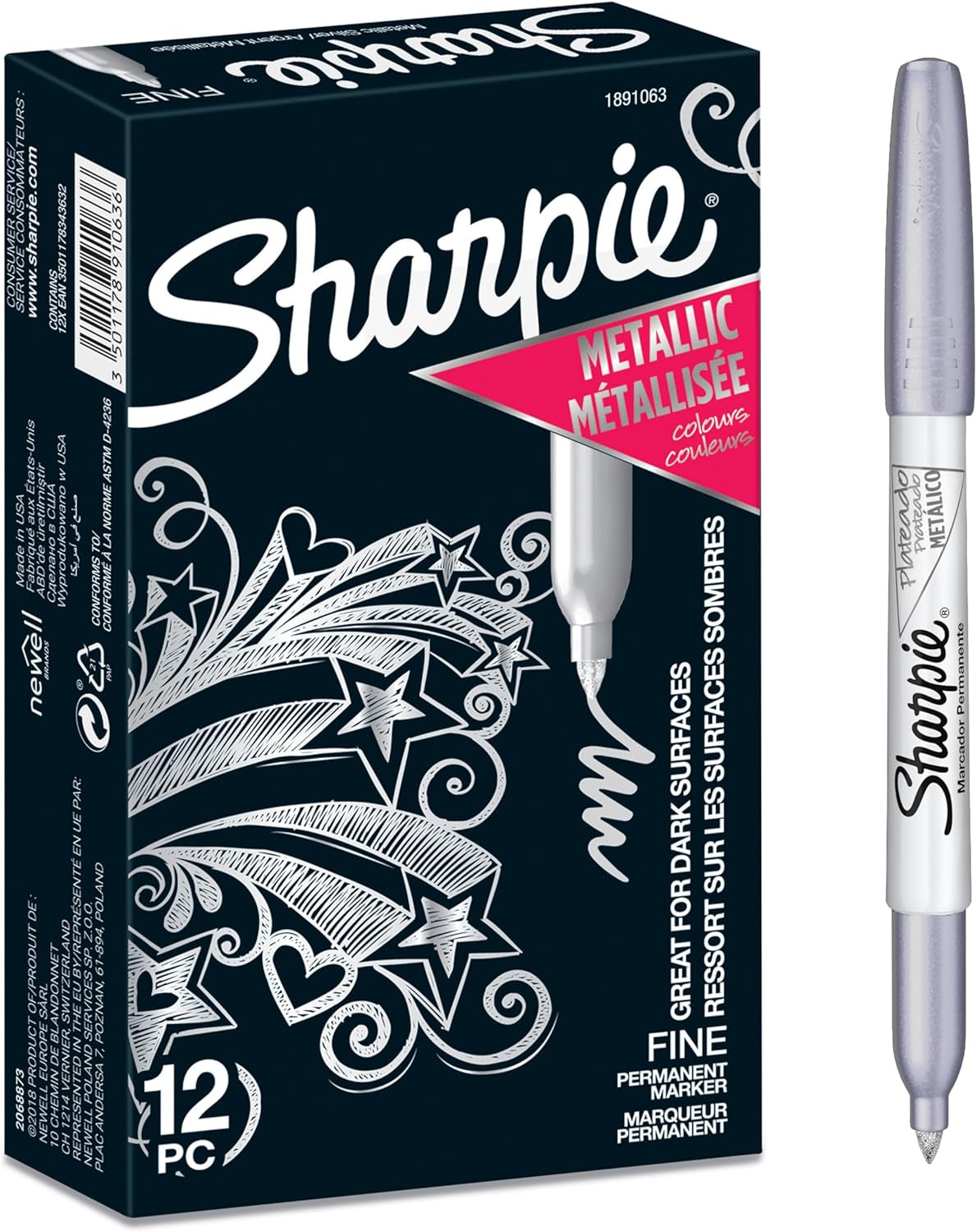 Sharpie Permanent Markers | Fine Point for Bold Details | Assorted Metallic Colours | 3 Marker Pens