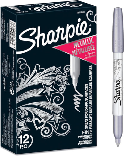 Sharpie Permanent Markers | Fine Point for Bold Details | Assorted Metallic Colours | 3 Marker Pens