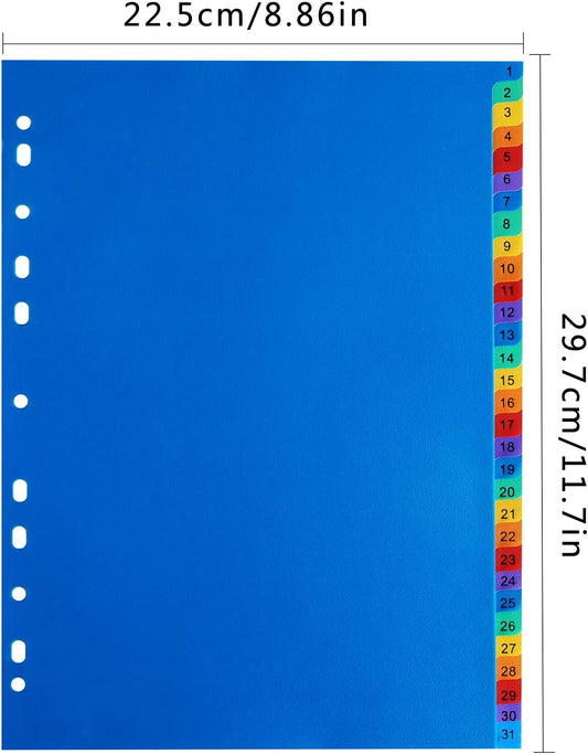 A4 1-31 Numbered File Dividers – Pack of 5 for Efficient Organization