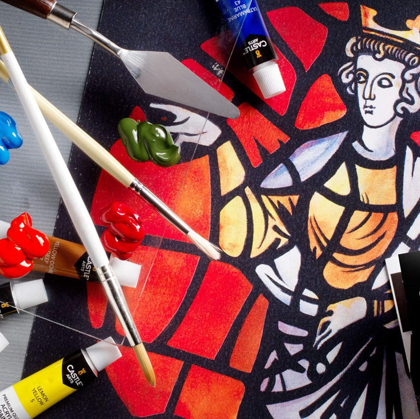 Castle Art Supplies 12 X 12Ml Acrylic Paints Tubes Set for Adults Artists Beginners | a Perfect Mix of Quality and Versatility - Vivid Colours - Easy to Blend and Good Coverage on Paper Canvas Wood or Fabric