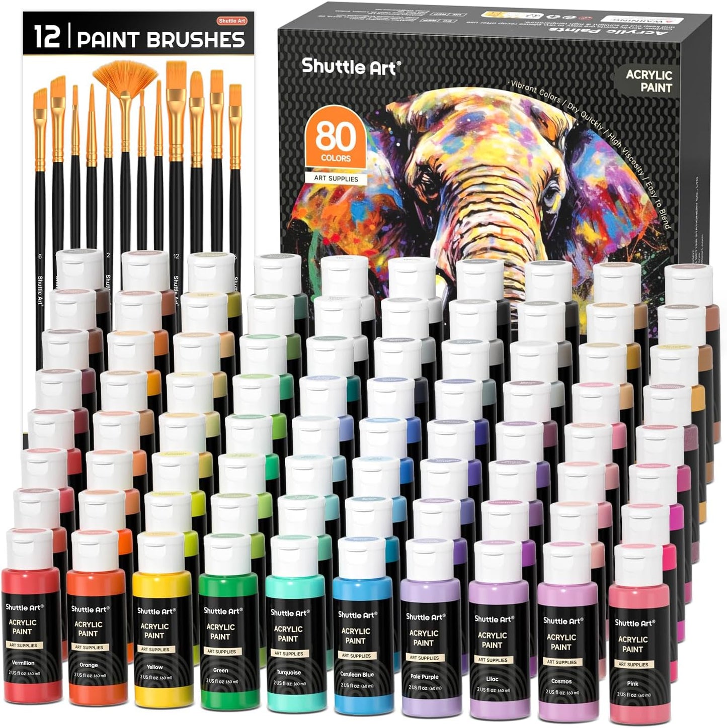 Shuttle Art 25-Colour Vintage Acrylic Paint Set – Rich, Timeless Shades for Art & Crafting