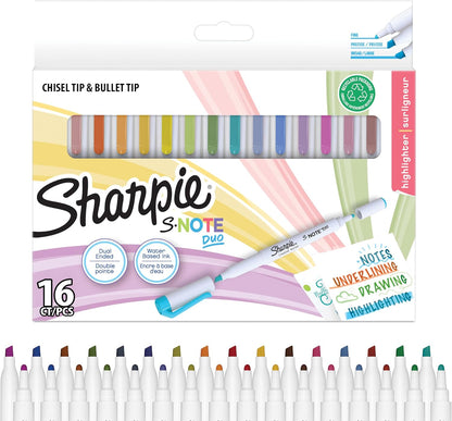 Sharpie S-Note Highlighter Pens | Part Art Marker Pen, Part Highlighter to Draw, Write & More | Assorted Pastel Colours | Chisel Tip | 12 Count