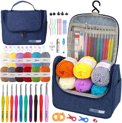 Knitiss Crochet Kits for Beginners Adults, All in One Crochet Crochet Starter Kit with 840 Yards Crochet Yarn, 10 Size Ergonomic Crochet Hooks 2.0Mm~6.5Mm