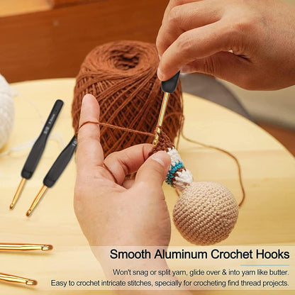 Aeelike Crochet Hooks Sets for Beginners, Ergonomic Crochet Hooks Set for Arthritic Hands, Metal Crochet Needles Easy Grip Soft Rubber Handle 9 Pack UK Size, Travel Crochet Hook Set with Case